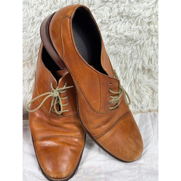 Cole Haan Shoes Mens Size 12 Brown Cap Toe Oxford Dress Leather Lace Up C1233 - Picture 1 of 10